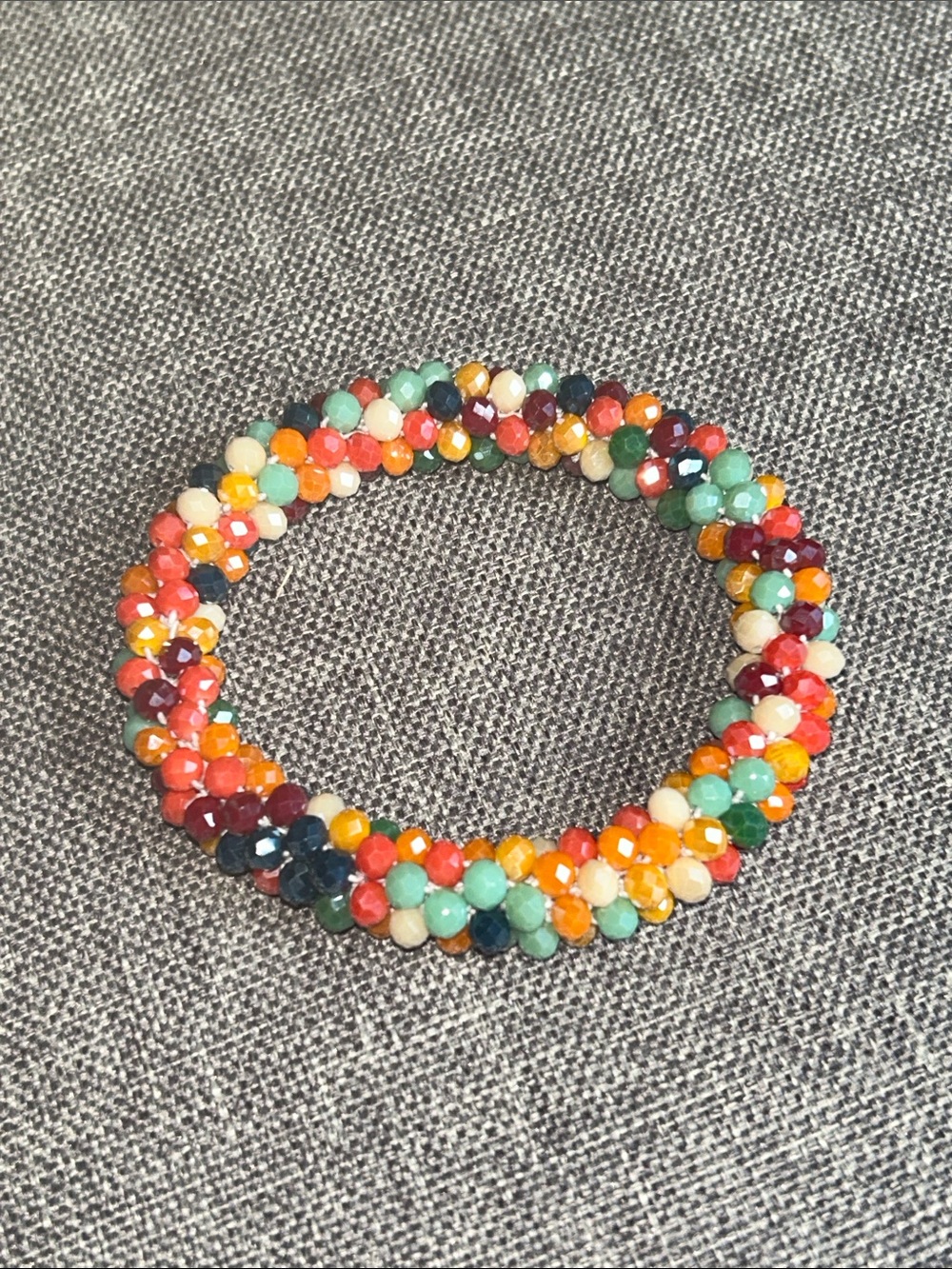 Handmade Bohemian Elastic Glass Bead Bracelet - Multi-Color Stretchable - Picture 4 of 10